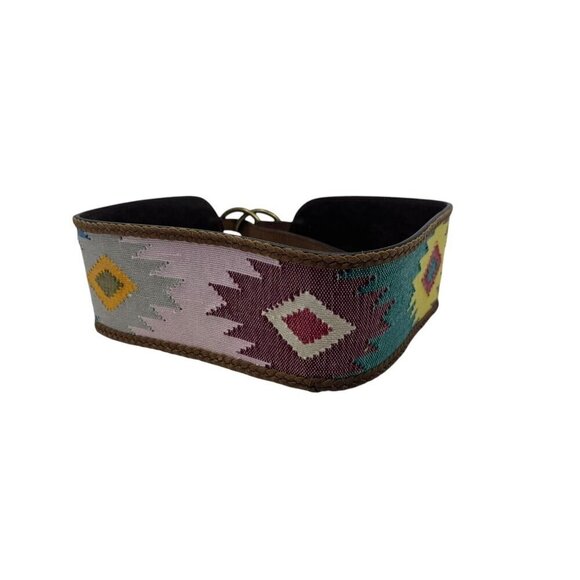 3D Belt Co. size medium Southwestern Loomed Fabric wide Belt tribal print - Picture 10 of 13